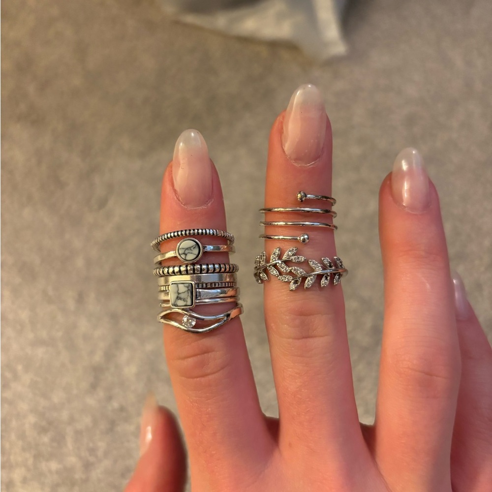 Assorted silver ring bundle